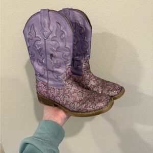 Purple and Pink Western Boots Y13